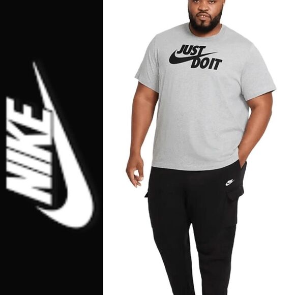 NIKE / NWT - Men's Sz XXL - "Just Do It" Short Sleeve T-Shirt in Heather Grey - Picture 1 of 13